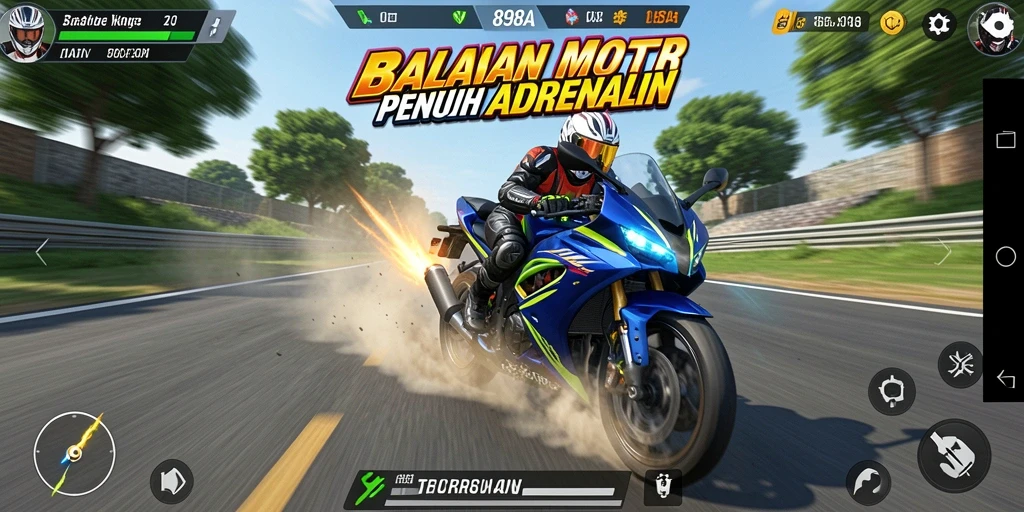 Tangkapan layar dari gameplay seru balapan motor di 898A.