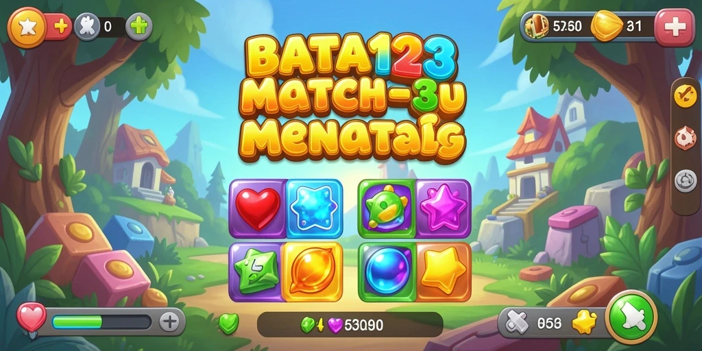 Screenshot BATA123 menampilkan gameplay Match-3 yang seru.