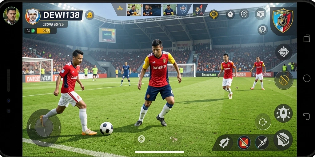 Tampilan menarik dari gameplay DEWI138 yang menampilkan aksi sepak bola seru.
