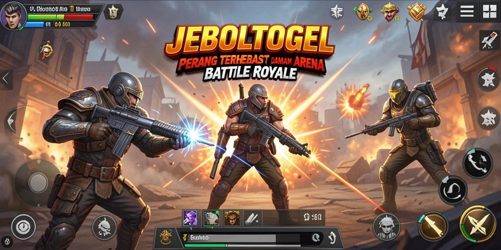Screenshot JEBOLTOGEL menampilkan aksi seru di medan perang Battle Royale.