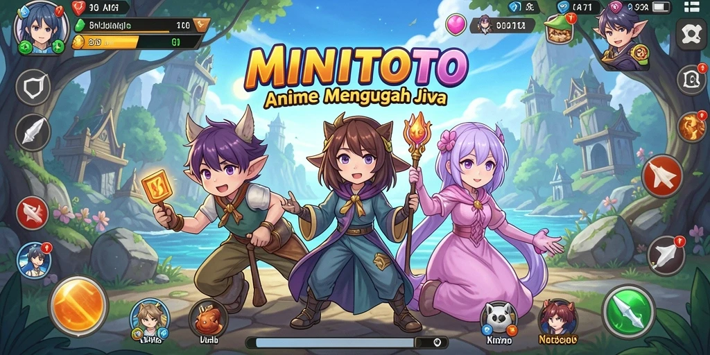Tampilan menarik dari gameplay MINITOTO dengan karakter Anime yang berwarna.