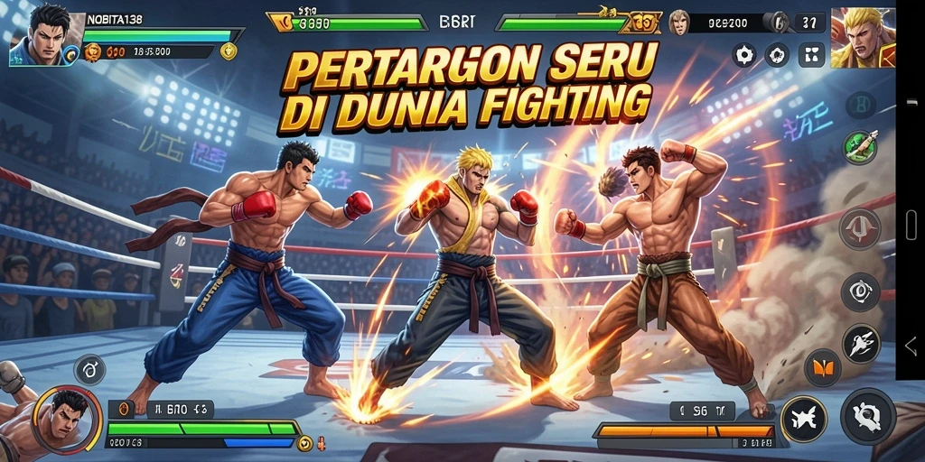 Screenshot gameplay NOBITA138 yang menampilkan aksi pertarungan yang intens.