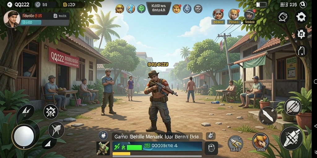 Screenshot gameplay QQ222 menunjukkan karakter bergerak secara otomatis dalam lingkungan yang indah.